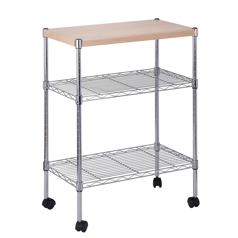 Honey Can Do Chrome/Wood Mini 3 Tier Dining Cart