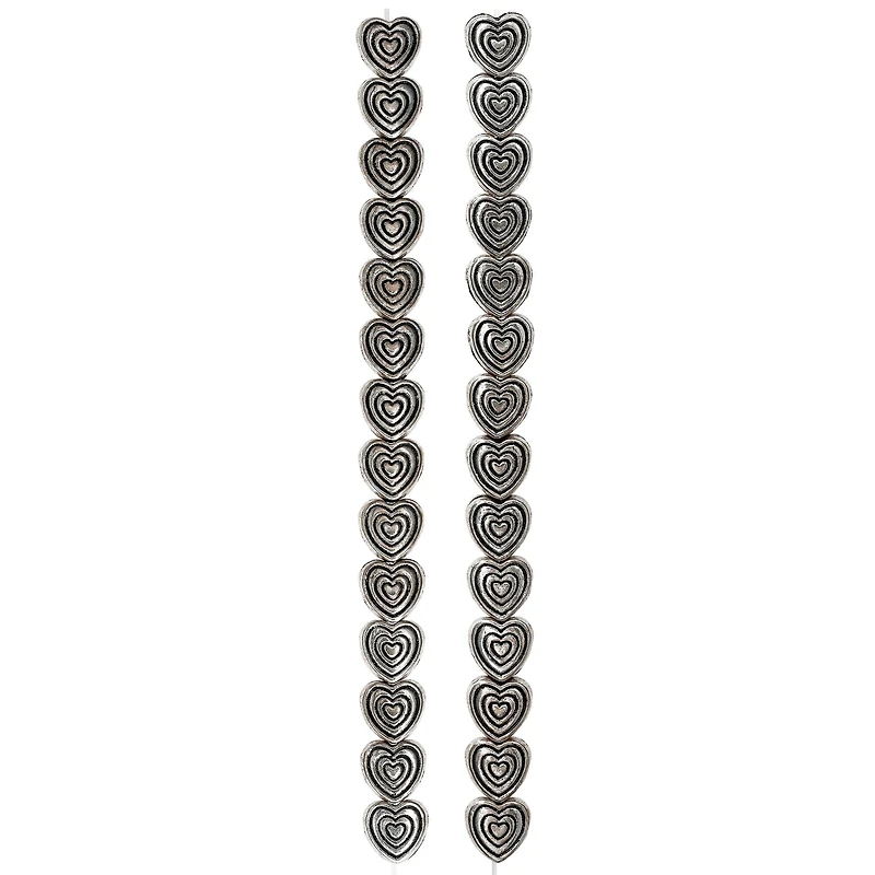 12 Pack: Silver Plated Carved Heart Beads, 6mm by Bead Landing™
