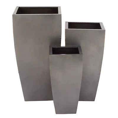 Gray Metal Modern Planter Set