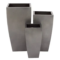 Gray Metal Modern Planter Set