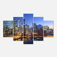 Designart - Chicago River with Bridges at Sunset