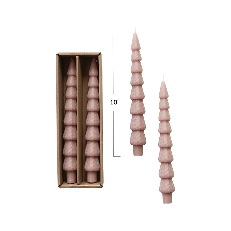 Hello Honey 10" Khaki Seasonal Silhouette Tree Shaped Taper Candles, 2ct.