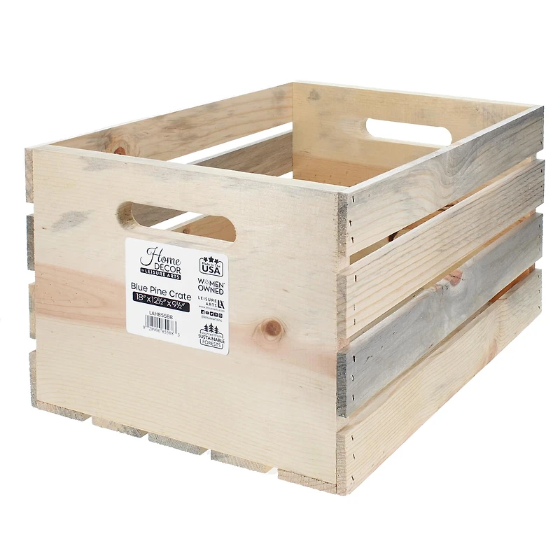 Home Décor by Leisure Arts® Blue Pine Wood Crate