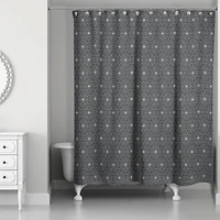 Monochromatic Flowers 71" x 74" Shower Curtain