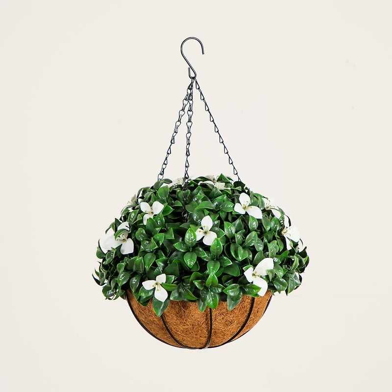 18in. UV Resistant Artificial Gardenia Hanging Basket (Indoor/Outdoor)