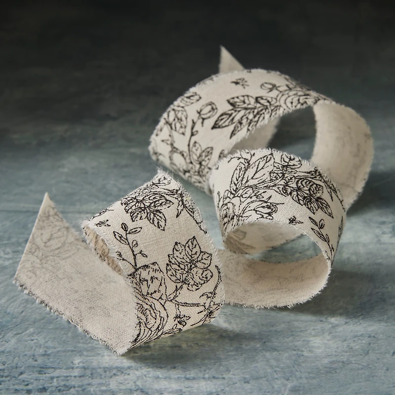 1.5" x 3yd. Natural Rose Cotton Ribbon by Celebrate It™ Classic