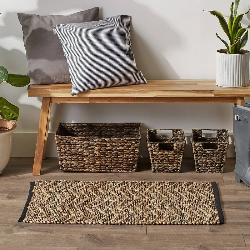 DII® Black With Natural Jute Chevron Hand-Loomed Rug, 2ft. x 3ft.