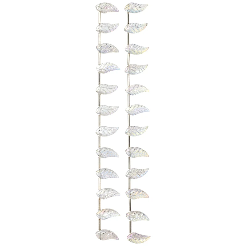 Clear Aurora Borealis Glass Leaf Beads, 17mm by Bead Landing™