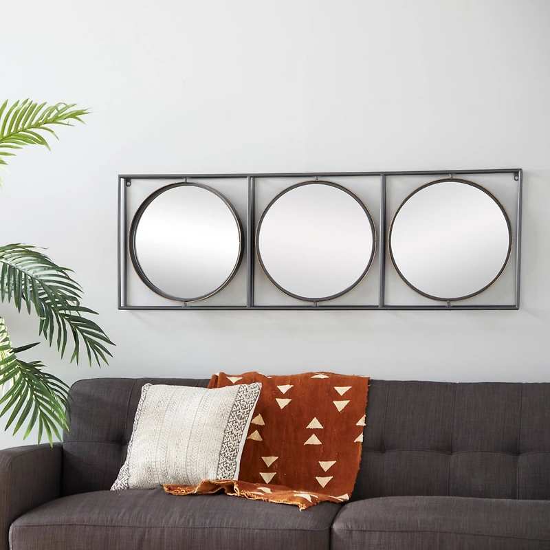 52" Gray Metal Modern Wall Mirror