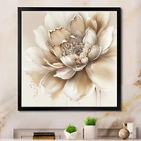 Designart 'Blooming Beige Floral Design III' Floral & Botanical Framed Canvas Wall Art