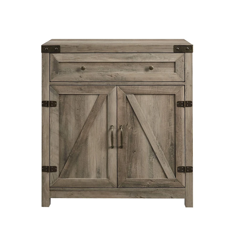 Walker Edison Gray Wash Farmhouse Barn Door Accent Cabinet