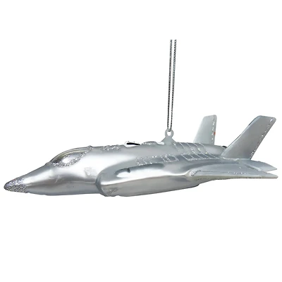 5.75" Silver Fighter Jet Glass Ornament by Ashland®