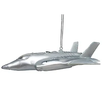 5.75" Silver Fighter Jet Glass Ornament by Ashland®