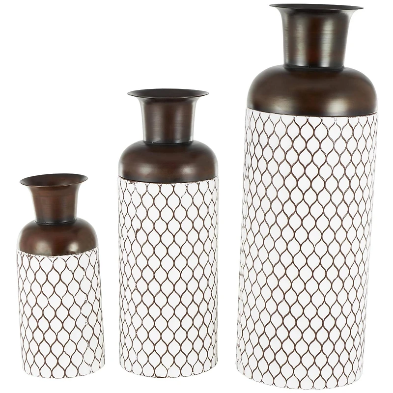 White Metal Tall Trellis Floor Vase, 3ct.