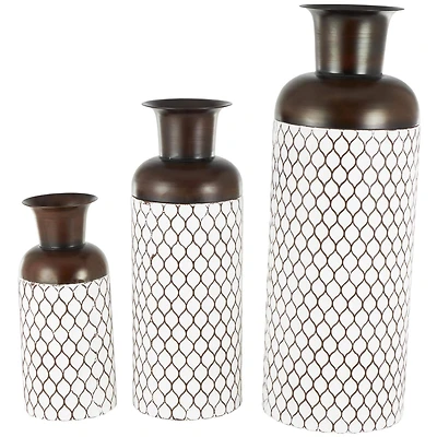 White Metal Tall Trellis Floor Vase, 3ct.