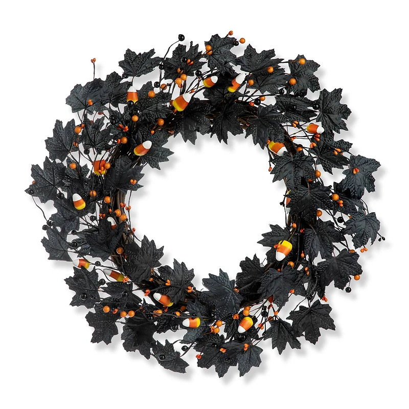 Glitzhome® 24" Halloween Candy Corn Berries Wreath
