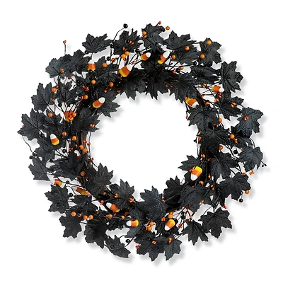 Glitzhome® 24" Halloween Candy Corn Berries Wreath