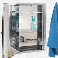 Head West Brushed Nickel Stainless Steel Recessed Mirrored Medicine Cabinet