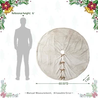 Glitzhome® 60" Milk Coffee Reversible Faux Rabbit Fur/Korean Fleece Christmas Tree Skirt