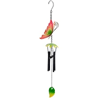 19" Red Metal Butterfly Outdoor Garden Windchime