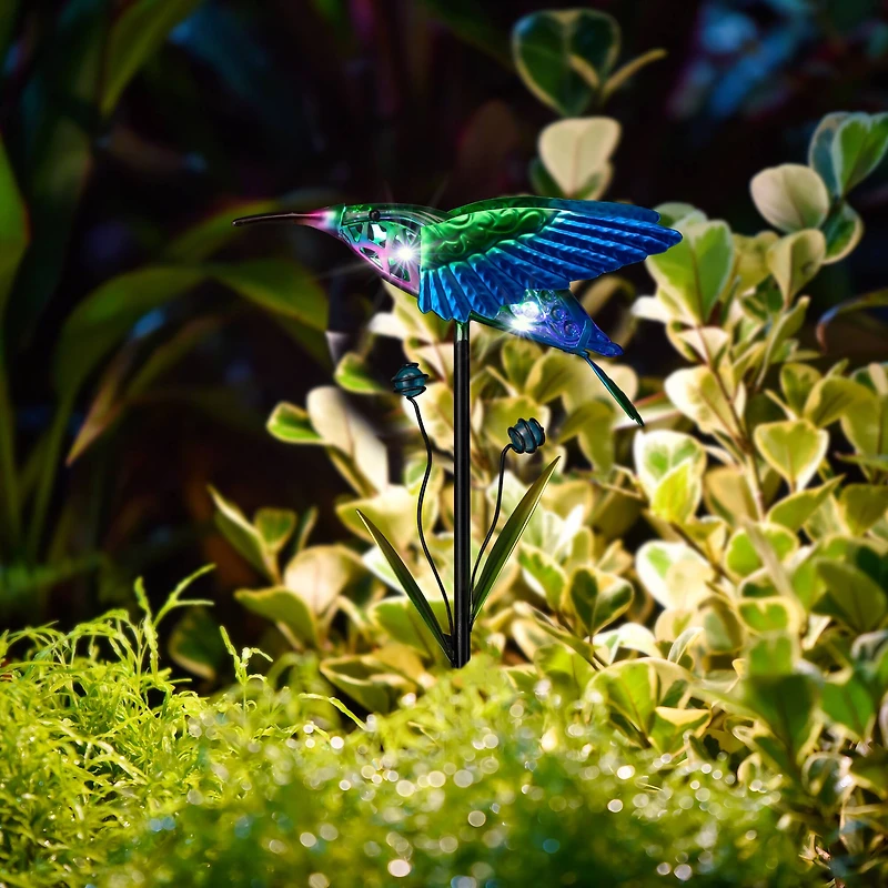 Glitzhome® 36" Solar Lighted Hummingbird Garden Stake