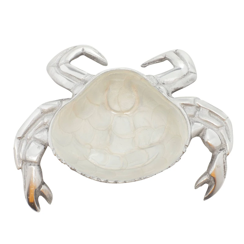 Set of 3 Silver Aluminum Coastal Serving Bowl, 8" x 1"