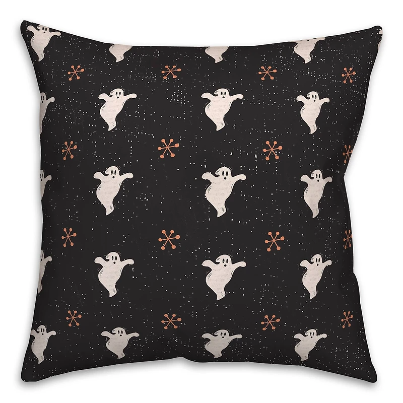 Retro Ghost Pattern Spun Poly Throw Pillow