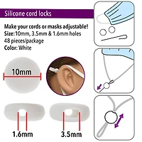 Fablastic™ White Silicone Cord Locks, 10mm