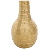 13" Gold Metal Snakeskin Inspired Vase with Dimensional Linear Accents