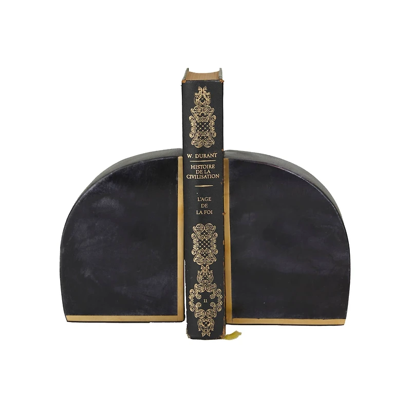 CosmoLiving by Cosmopolitan Set of 2" Black Marble Glam Bookends, 6" x 4" x 2"