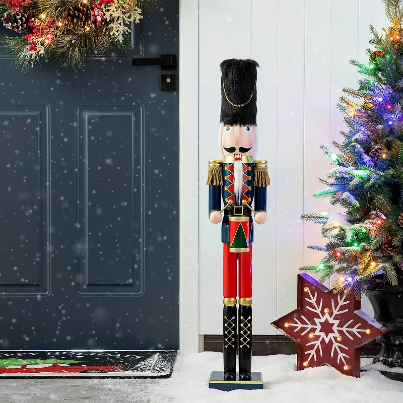 Glitzhome® 3ft. Wooden Christmas Drummer Nutcracker