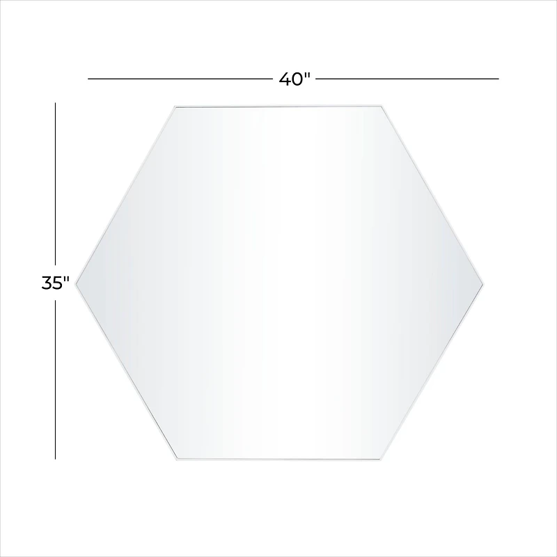 White Contemporary Wall Mirror, 40" x 2" x 35"