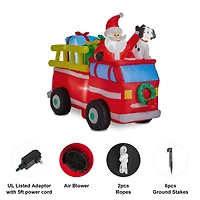 Glitzhome® 7ft. Inflatable Santa in Truck With Lights