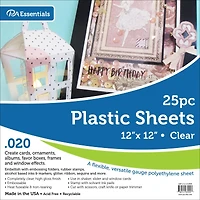 PA Paper™ Accents Clear 12" x 12" .020" Thick Plastic, 25 Sheets
