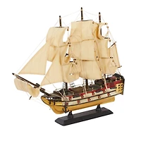 15" Wooden Coastal Sailboat Sculpture