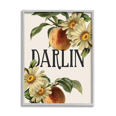 Stupell Industries Darlin' Southern Phrase Vintage Peach Tree in Frame Wall Art