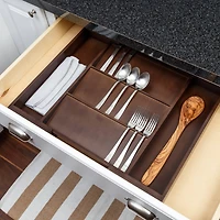 17'' Walnut Expandable Kitchen Drawer Organizer Tray