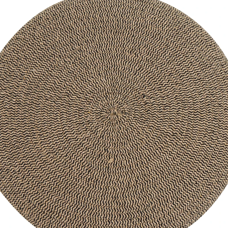 17" Brown Chevron Textured Stool with Wooden Legs