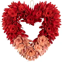 15" Red & Pink Wooden Rose Artificial Valentine's Day Floral Wreath