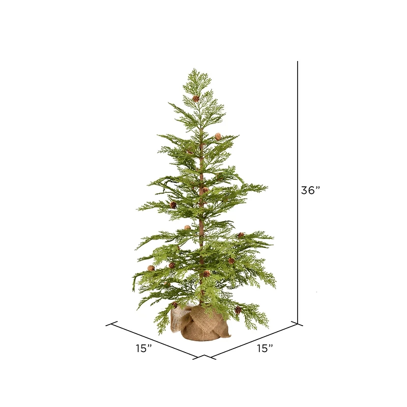 3ft. Unlit Cedar with Pinecones Artificial Christmas Tree in Burlap Base