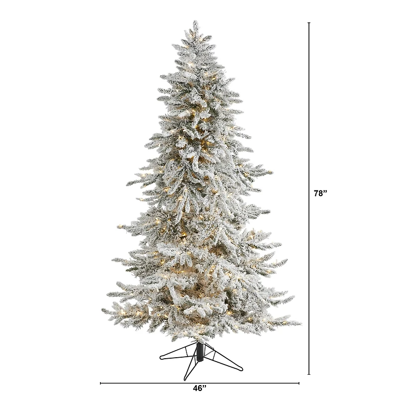 6.5ft. Pre-Lit Flocked Grand Northern Rocky Fir Artificial Christmas Tree, Warm Micro LED Lights