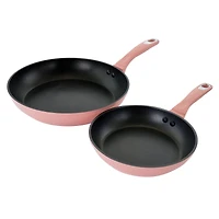 Oster Lynhurst 2-Piece Pink Aluminum Nonstick Frying Pan Set