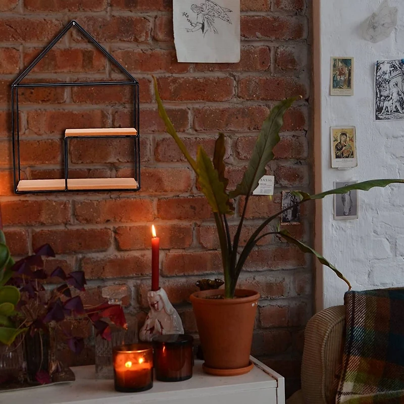 NEX™ Black 2-Tier Metal Wall Mounted Floating Shelf