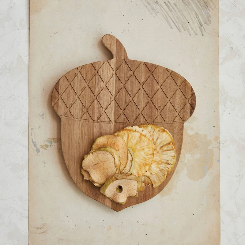 Hello Honey 10.25" x 8.5" Acacia Wood Acorn Shaped Cheese & Cutting Board