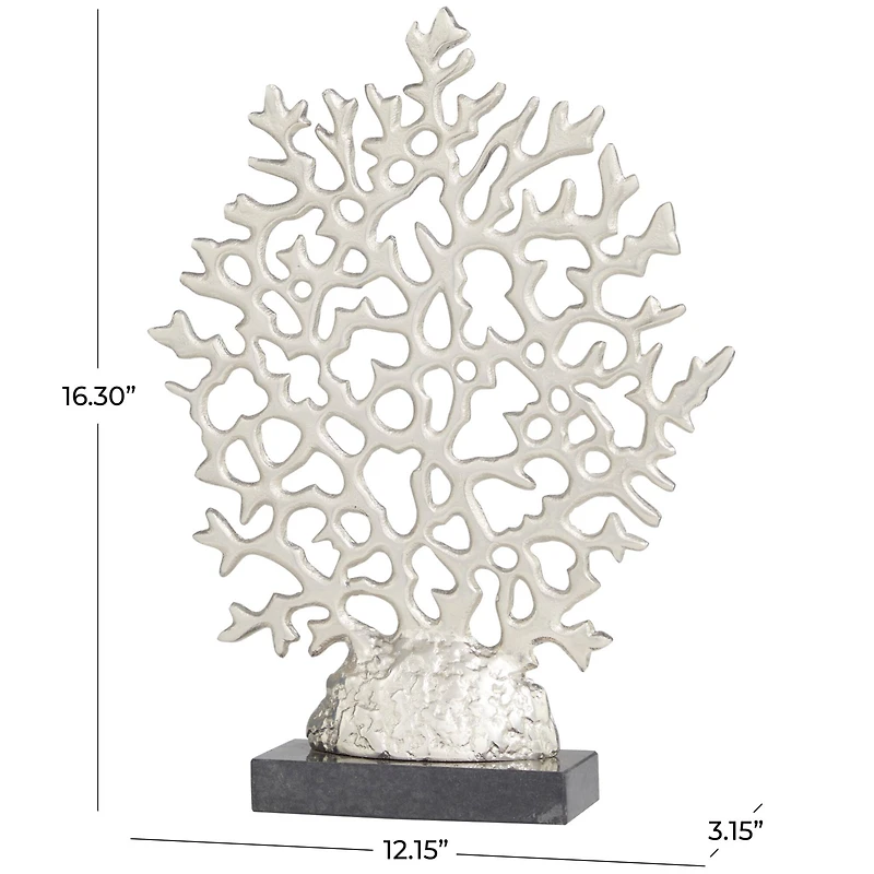 16.25" Silver Coastal Coral Tabletop Sculpture