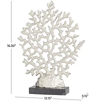 16.25" Silver Coastal Coral Tabletop Sculpture