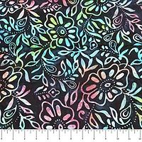 Feldman Batik Navy Rainbow Stamp Large Floral Cotton Fabric