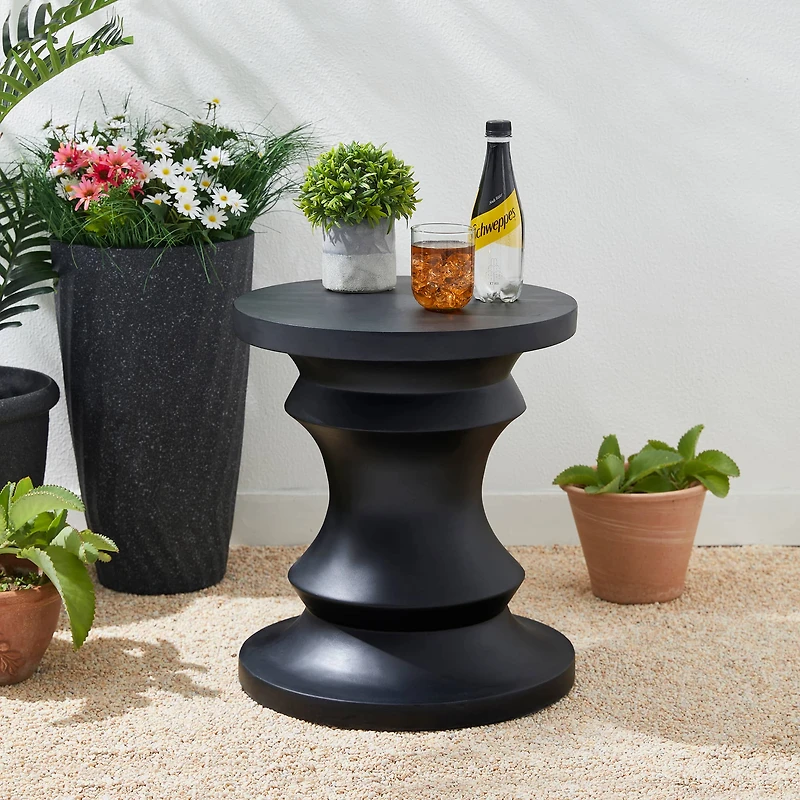 Glitzhome® 18" Black Chess Garden Stool
