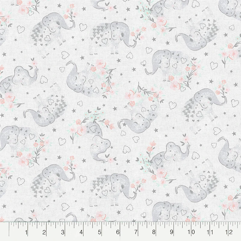 Fabric Editions White Elephant Cotton Fabric