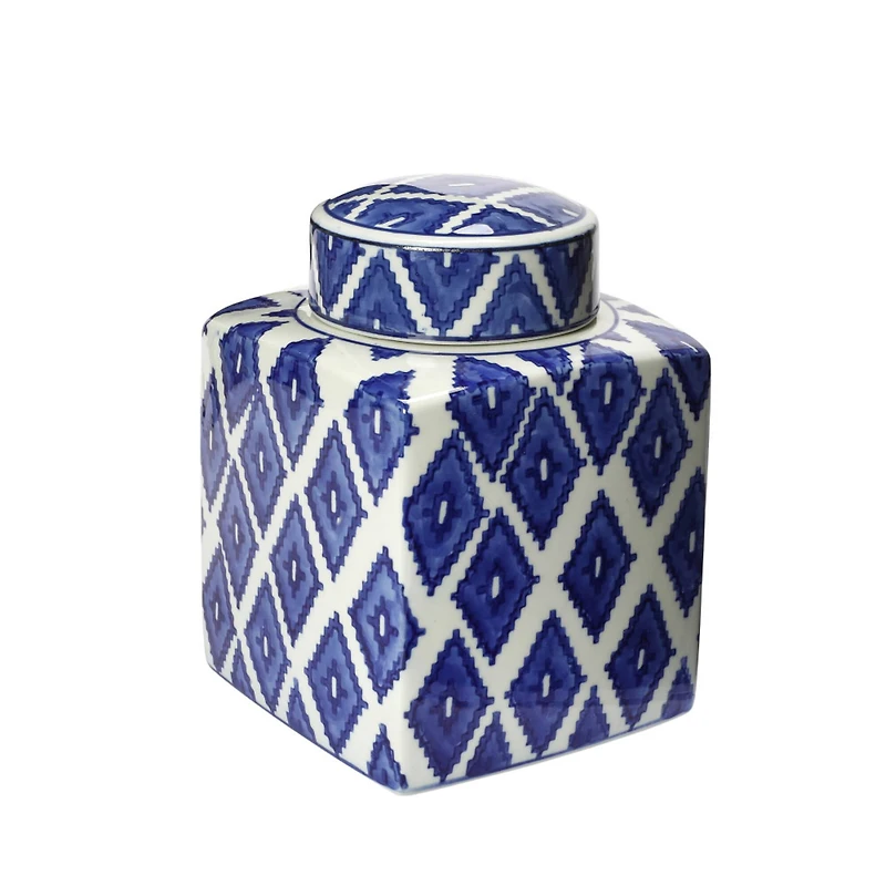 Hello Honey® 8.5" Blue and White Decorative Ginger Jar